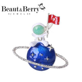 Beaut&Berry Enamel Astronaut Brooches Space Travel Cosmonaut Figure Brooch