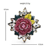 Rhinestone Rose Flower Brooch Pins 2-color Beauty Flower Party Office Brooch