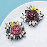 Rhinestone Rose Flower Brooch Pins 2-color Beauty Flower Party Office Brooch