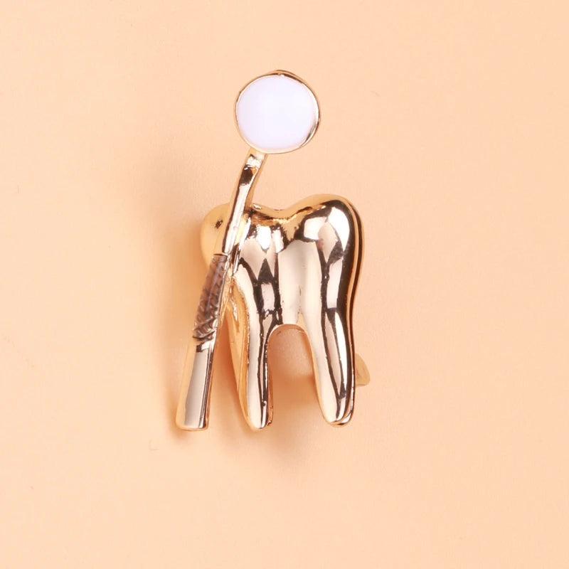 Beaut&Berry Tooth Mirror Enamel Brooch Jewelry Women Men Collar Lapel Bag Pins