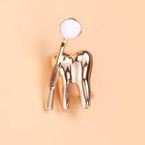 Beaut&Berry Tooth Mirror Enamel Brooch Jewelry Women Men Collar Lapel Bag Pins