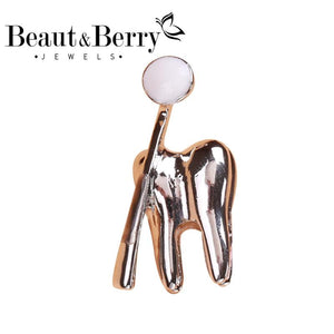 Beaut&Berry Tooth Mirror Enamel Brooch Jewelry Women Men Collar Lapel Bag Pins