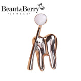Beaut&Berry Tooth Mirror Enamel Brooch Jewelry Women Men Collar Lapel Bag Pins