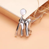 Beaut&Berry Tooth Mirror Enamel Brooch Jewelry Women Men Collar Lapel Bag Pins