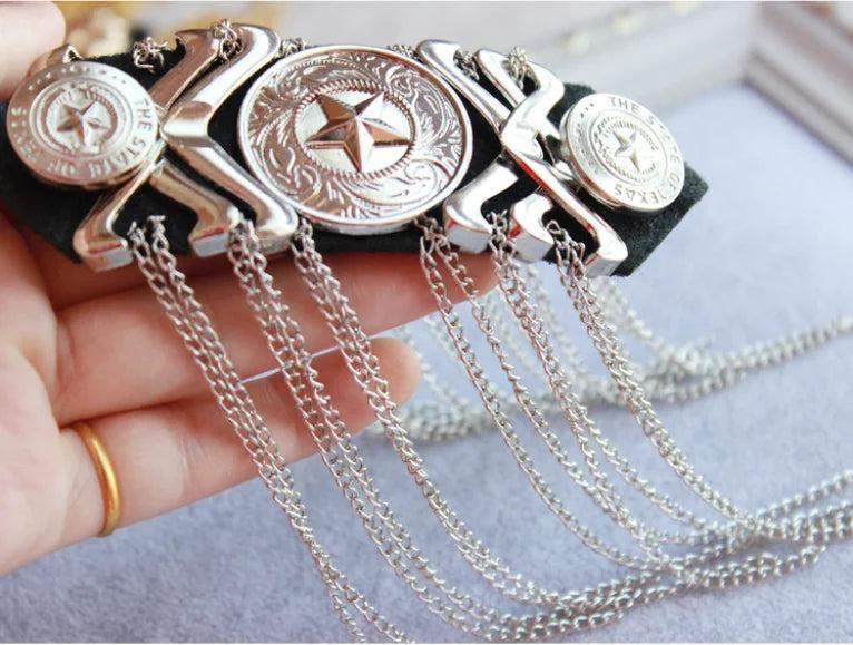 Punk Metal Vintage Suit Shirt Shoulder Pins Epaulette Tassel