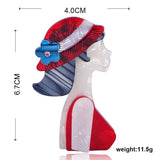 Red Hat Girl Shape Brooch Acrylic Jewelry For Women