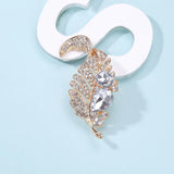Beaut&Berry Rhinestone Leaf Brooch 5 Colors Office Party Wedding Access.