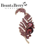 Beaut&Berry Rhinestone Leaf Brooch 5 Colors Office Party Wedding Access.