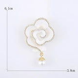 Beaut&Berry Rhinestone Pearl Camellia Ladies Brooch Gift Pin Ornament