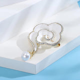 Beaut&Berry Rhinestone Pearl Camellia Ladies Brooch Gift Pin Ornament