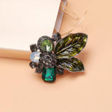 Green Brown Rhinestone Flower Brooch Pins for Women