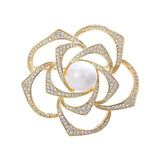 CZ Cubic Zircon Rose Flower Brooches Pins Gold/White