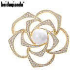 CZ Cubic Zircon Rose Flower Brooches Pins Gold/White