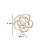 CZ Cubic Zircon Rose Flower Brooches Pins Gold/White