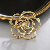 CZ Cubic Zircon Rose Flower Brooches Pins Gold/White