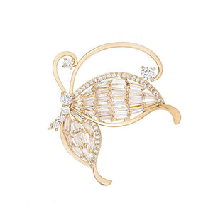 High Quality CZ Crystal Butterfly Brooch Pin