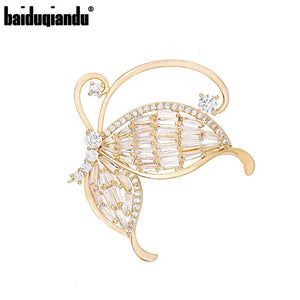 High Quality CZ Crystal Butterfly Brooch Pin