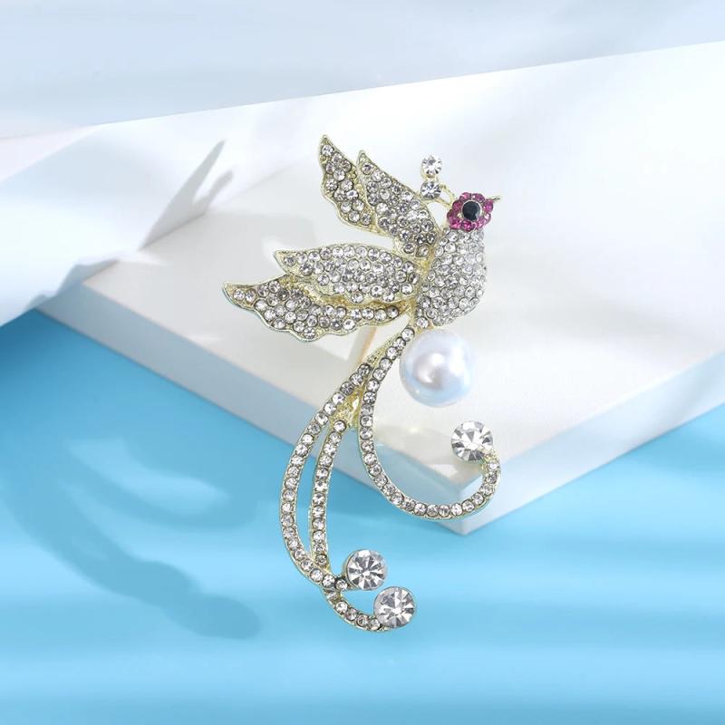 Beaut&Berry Rhinestone Phoenix Brooch Ladies Silver 2 Office Gift Wedding