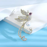 Beaut&Berry Rhinestone Phoenix Brooch Ladies Silver 2 Office Gift Wedding