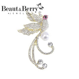 Beaut&Berry Rhinestone Phoenix Brooch Ladies Silver 2 Office Gift Wedding
