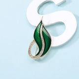 Beaut&Berry Rhinestone Leaf Oil Drop Brooch Office Party Ladies Brooch