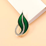 Beaut&Berry Rhinestone Leaf Oil Drop Brooch Office Party Ladies Brooch