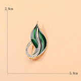 Beaut&Berry Rhinestone Leaf Oil Drop Brooch Office Party Ladies Brooch