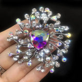Stylish Antique Brooch: Colored Rhinestone Large Flower