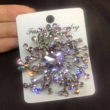 Stylish Antique Brooch: Colored Rhinestone Large Flower