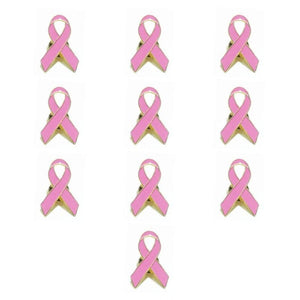 10 Pink Ribbon Brooch Pins Hope Ribbon Lapel Pin Awareness Jewelry Women Girl