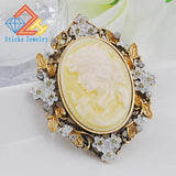 Retro Style Yellow Head Beauty Brooch