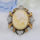 Retro Style Yellow Head Beauty Brooch