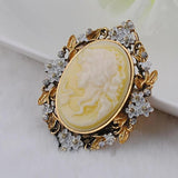 Retro Style Yellow Head Beauty Brooch
