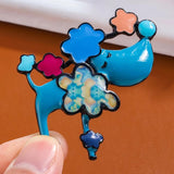 Enamel Dog Brooch Pin for Women Kids