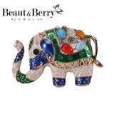 Beaut&Berry Enamel Elephant Brooches Vintage Rhinestone Animal Brooch Pins Metal