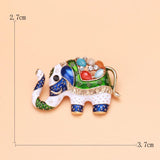 Beaut&Berry Enamel Elephant Brooches Vintage Rhinestone Animal Brooch Pins Metal