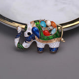 Beaut&Berry Enamel Elephant Brooches Vintage Rhinestone Animal Brooch Pins Metal