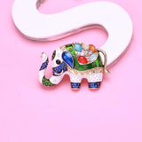 Beaut&Berry Enamel Elephant Brooches Vintage Rhinestone Animal Brooch Pins Metal