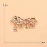 Rhinestone Cutout Tiger Brooch For Men Women Casual Party Pin
