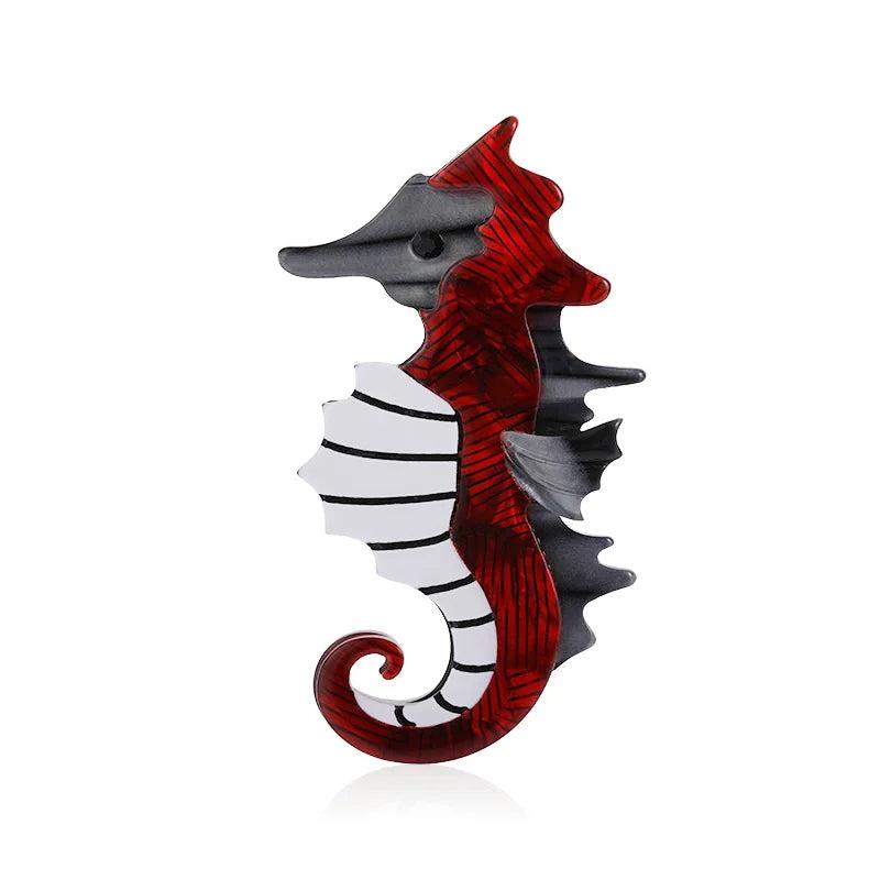 Acrylic Seahorse Brooches Pins For Women Kids Animal Brooch Accessory