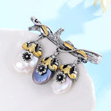 Shineland Branch 3pcs Natural Pearl Brooch Pins Baroque Vintage Coat Brooch
