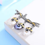 Shineland Branch 3pcs Natural Pearl Brooch Pins Baroque Vintage Coat Brooch