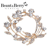 Beaut&Berry Rhinestone Wreath Ladies Brooch - Festive Wedding Party Jewelry