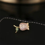 Mini Zircon Rose Flower Brooch Men Suit Collar Lapel Pin Wedding Party