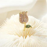 Mini Zircon Rose Flower Brooch Men Suit Collar Lapel Pin Wedding Party