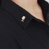 Mini Zircon Rose Flower Brooch Men Suit Collar Lapel Pin Wedding Party