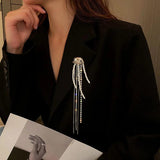 Tassel Long Brooch for Women and OL Office Metal Shell Brooches