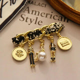 Antique French Brooches Chain Fringed Pearl Pin Brooches
