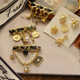 Antique French Brooches Chain Fringed Pearl Pin Brooches