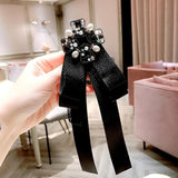 Retro Lace Rhinestone Bow Tie Collar Brooch